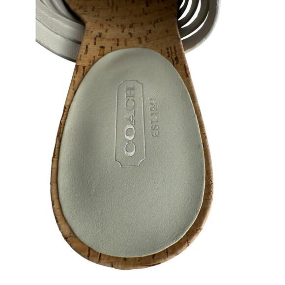 COACH Adrienn Strappy Slingback Block Heel Sandals Woven White Leather Size 9.5 - Picture 7 of 11